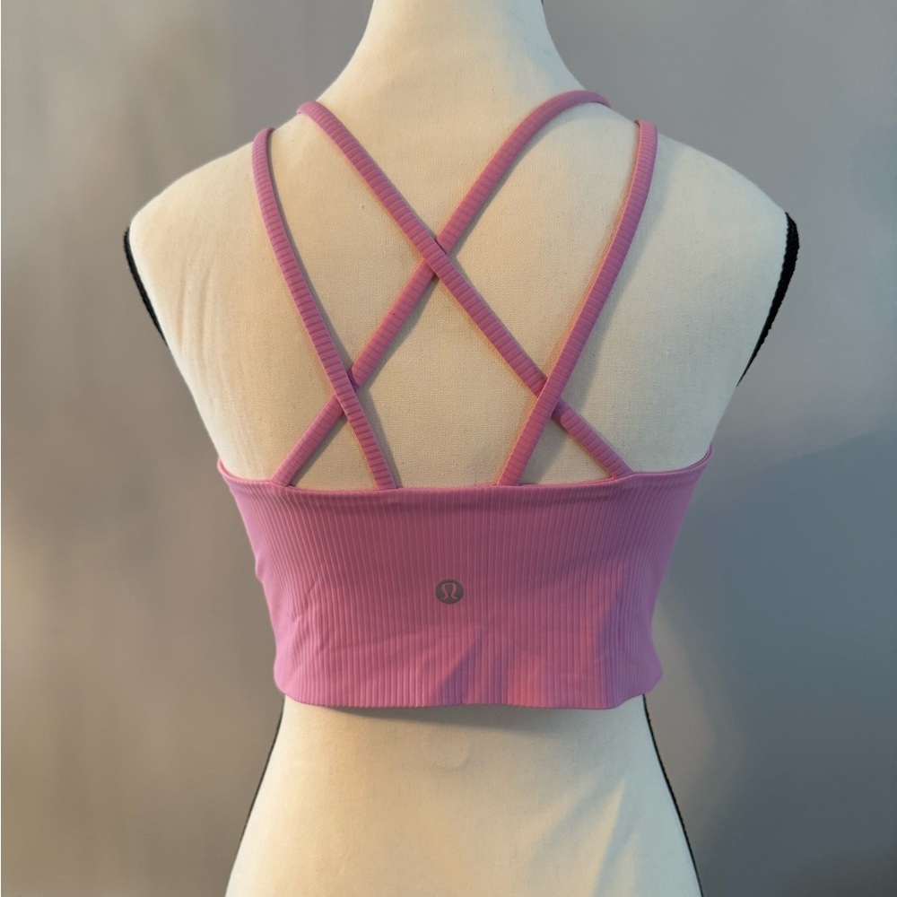 Size 10 - Lululemon Like a Cloud HighNeck Longline Ribbed Bra in Dahlia Mauve